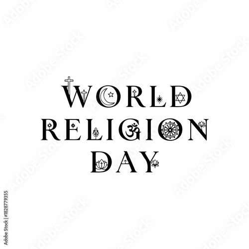 World religion day text art