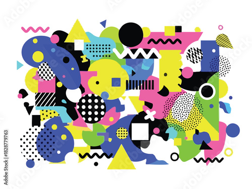 Modern Abstract Geometric Composition with Vibrant Color Palette