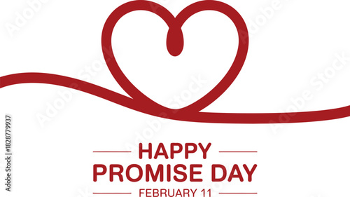 Red Heart Shape with Happy Promise Day Text February 11 love