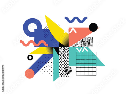 Vibrant Abstract Geometric Design with Bold Colors and Patterns