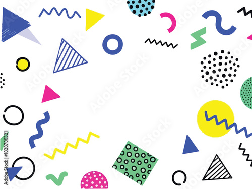 Colorful Geometric Pattern Background with Triangle, Circle, and Square Elements for Modern Design