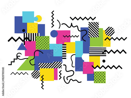 Colorful Abstract Geometric Composition with Dynamic Shapes