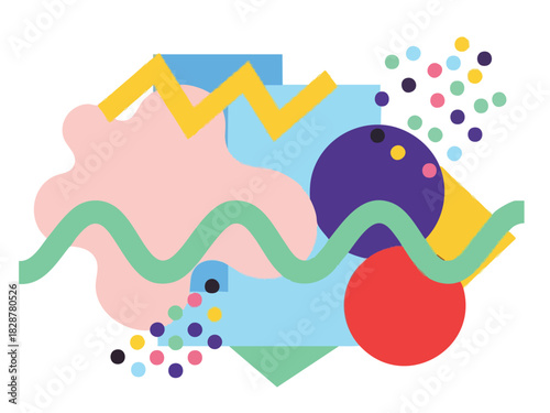 Colorful Abstract Illustration with Geometric Shapes and Patterns