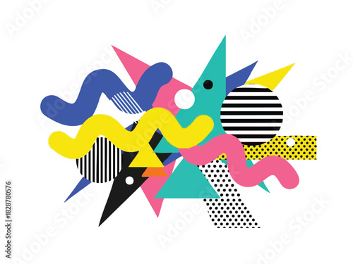 Geometric Design Bursting with Retro Style A Colorful Abstract Illustration