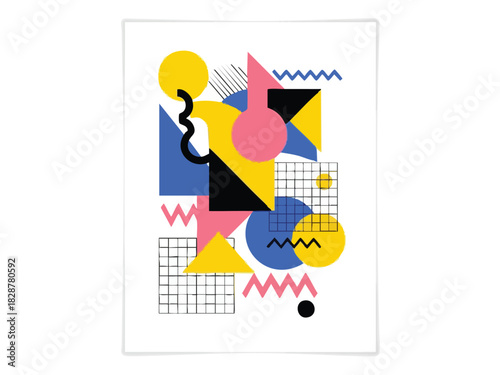 Geometric Abstract Art A Vibrant Memphis Design Inspired Composition