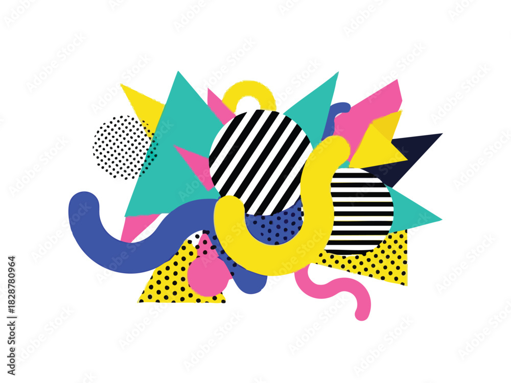 Obraz premium Abstract Geometric Composition with Vibrant Colors and Patterns