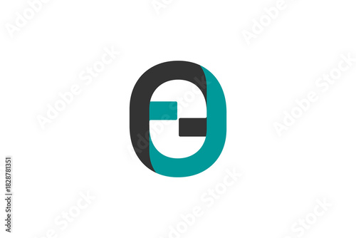 Black and teal circular logo with split horizontal bar, abstract plug-inspired minimalist composition