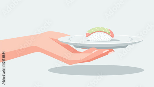 hand with a sushi