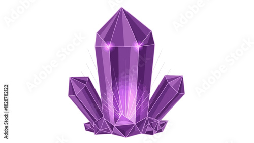 Shining Amethyst Crystal Illustration Beautiful Gemstone for Magical Concepts and Designs