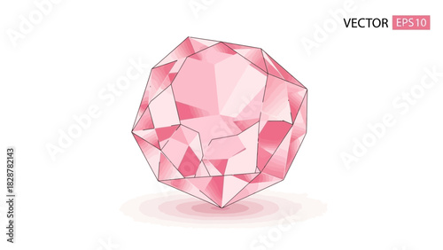 Geometric Diamond Illustration A Detailed Look at the Pink Gem in Vector Format