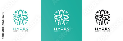 A modern circular maze logo template representing problem-solving, strategic thinking, and navigating complexities. Perfect for businesses focused on solutions and innovation.