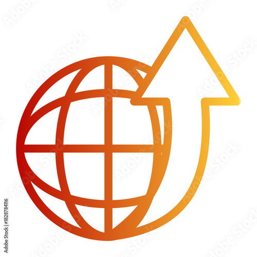 Global Marketing World Growth Icon from Growth Marketing Collection (Outline Gradient Style)