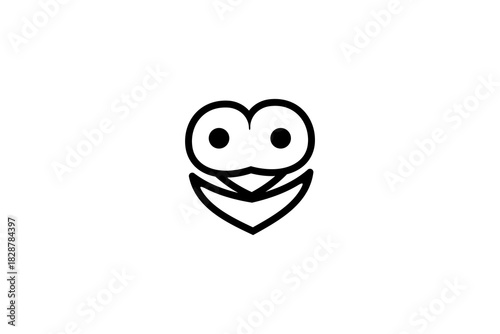Minimalist Owl Face Logo: Stylized Eyes and Beak Design for Smart, Elegant, and Modern Brand Identity