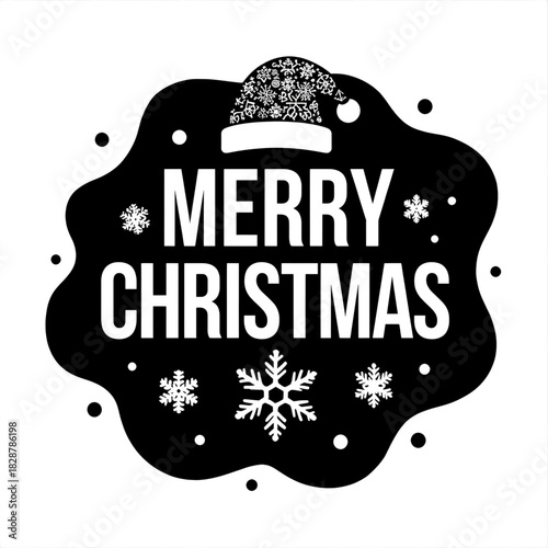 Vintage Christmas greeting card vector with retro label design and Black Friday sale sign featuring festive ribbons badges and holiday decoration