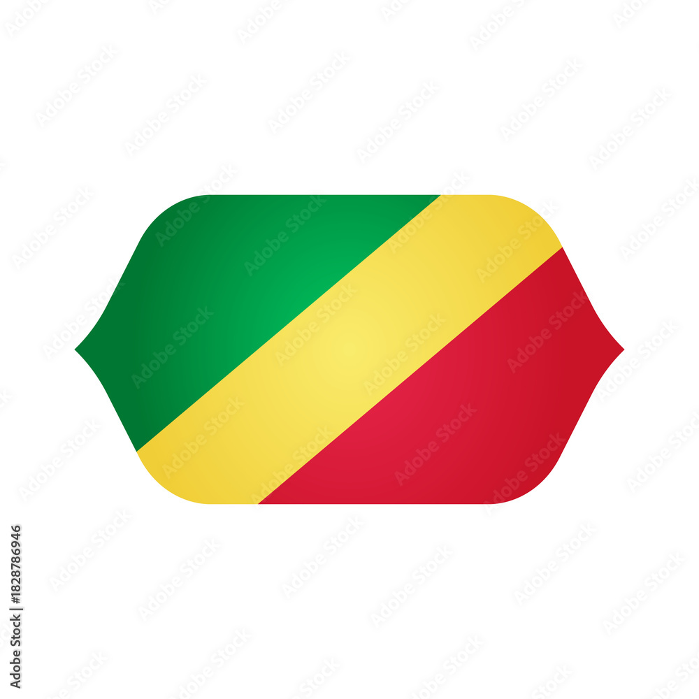 Fototapeta premium Stylized Curved CONGO Flag Icon � Modern CONGO Emblem, Clean Shape, High-Quality PNG