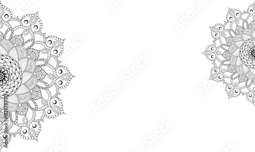 Halves of black mandalas on a transparent background. 