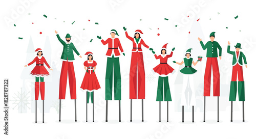 Christmas Festive: Elevated Celebration with Stilts Performers and Holiday Spirit