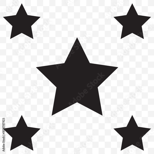 Star Icon Flat Vector. Isolated rounded star icons show a solid black shape and a double outline On Transparent Background. EPS 10.