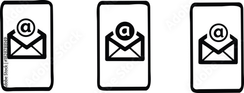 Collection of modern communication and messaging icons for digital interfaces and applications featuring diverse symbols for alerts and notifications