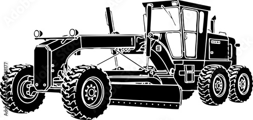 Motor Grader Heavy Construction Equipment Vector Graphic