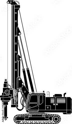 Heavy construction rotary drilling rig machine illustration