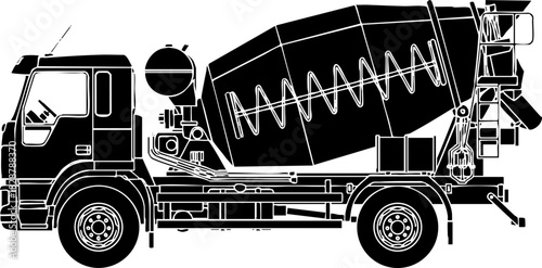 Concrete Mixer Truck Silhouette Vector Illustration Icon