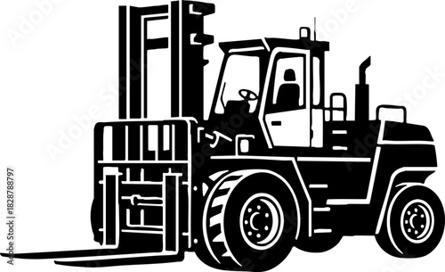 Industrial Forklift Truck Vehicle Vector Illustration