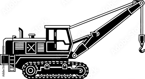 Construction Crawler Crane Heavy Machinery Vector Graphic