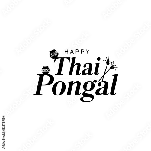Happy thai pongal text design