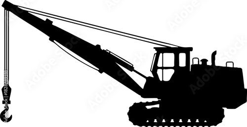 Heavy duty construction crane silhouette vector illustration