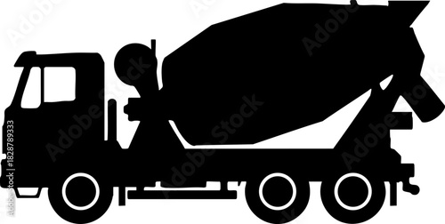 Concrete mixer truck silhouette icon for construction industry