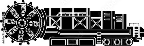 Heavy Industrial Excavation Machine Vector Icon Design