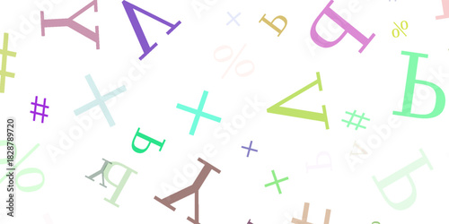 Light Multicolor vector seamless layout with latin alphabet. Abstract illustration with colored latin alphabet. Texture for window blinds, curtains.