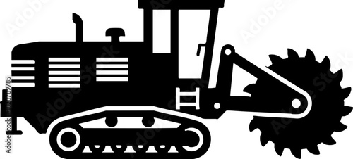 Tractor Crawler Rock Saw Icon Vector Silhouette