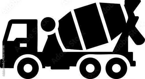 Concrete Mixer Truck Glyph Icon for Construction Industry