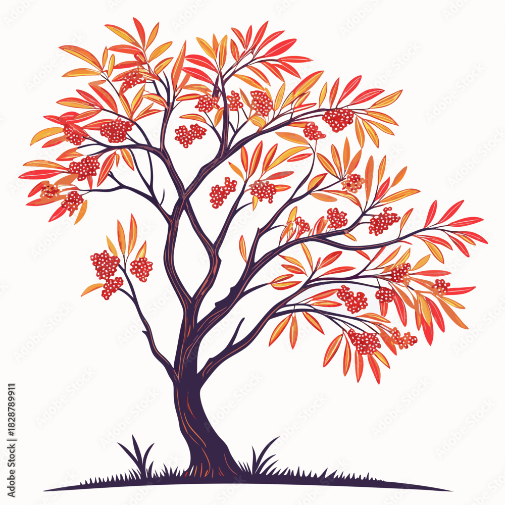 Obraz premium red bayberry tree vector