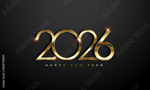 2026 Happy New Year, Gold