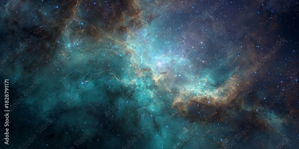 Fototapeta premium Cosmic nebula with stars and gas clouds in deep space.