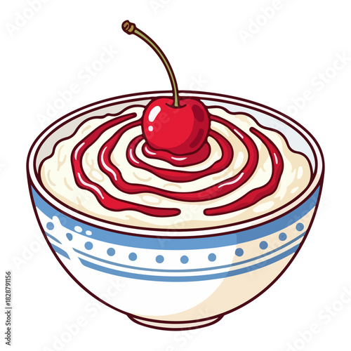 Danish Risalamande Christmas Dessert Vector Illustration
