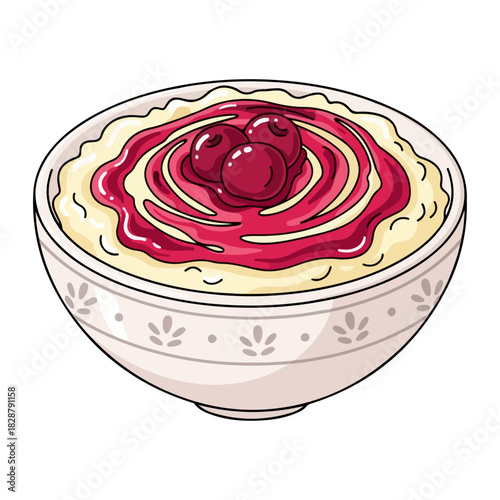 Danish Risalamande Christmas Dessert Vector Illustration
