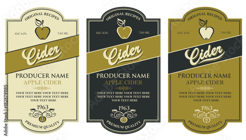 collection of different colors labels for apple cider