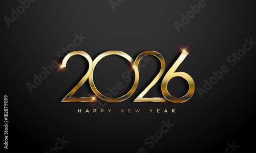 2026 Happy New Year, Gold