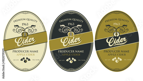 collection of different colors labels for apple cider