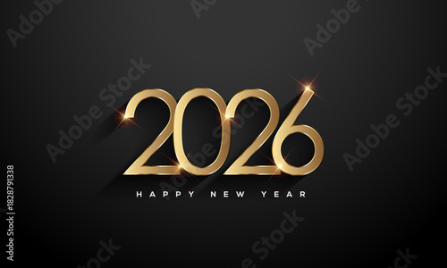 2026 Happy New Year, Gold