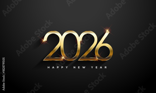 2026 Happy New Year, Gold