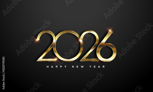 2026 Happy New Year, Gold