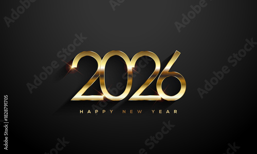 2026 Happy New Year, Gold