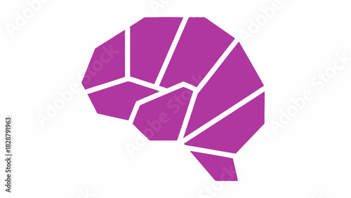 A stylized purple geometric brain icon on a white background, representing thought and intelligence.