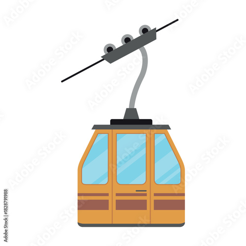 Vector illustration of a cable car transport system in a mountain landscape