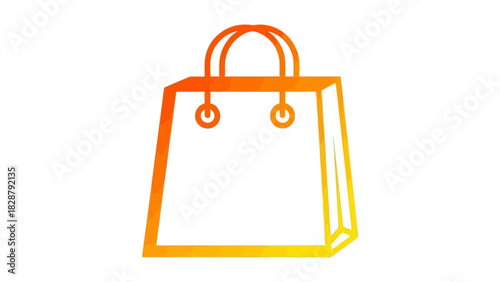 A simple, stylized graphic of a shopping bag with a gradient of orange and yellow.